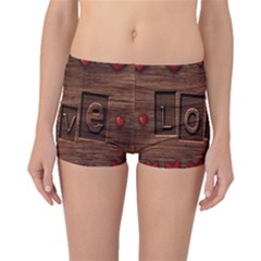 Background Romantic Love Wood Boyleg Bikini Bottoms by Sapixe