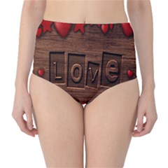 Background Romantic Love Wood Classic High-waist Bikini Bottoms by Sapixe