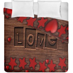 Background Romantic Love Wood Duvet Cover Double Side (king Size) by Sapixe