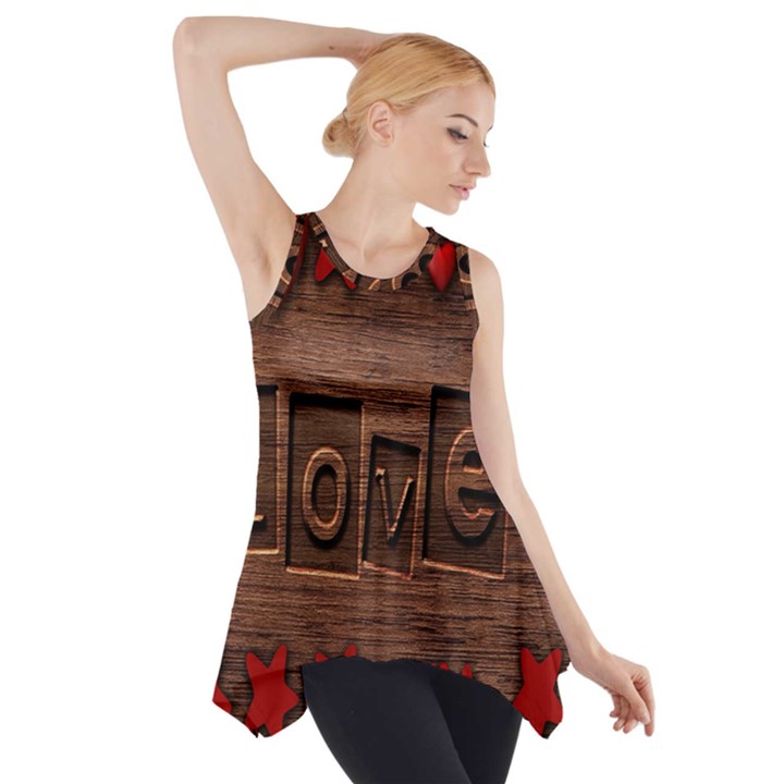 Background Romantic Love Wood Side Drop Tank Tunic