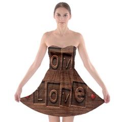 Background Romantic Love Wood Strapless Bra Top Dress by Sapixe