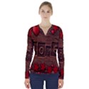 Background Romantic Love Wood V-Neck Long Sleeve Top View1