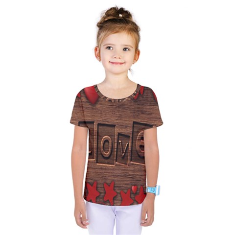 Background Romantic Love Wood Kids  One Piece Tee by Sapixe