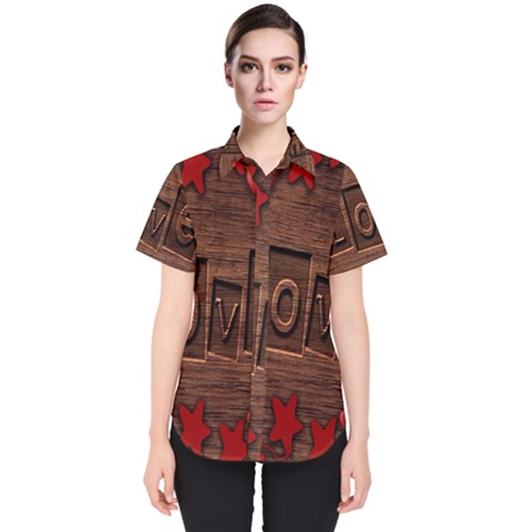 Background Romantic Love Wood Women s Short Sleeve Shirt by Sapixe