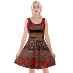 Background Romantic Love Wood Reversible Velvet Sleeveless Dress by Sapixe