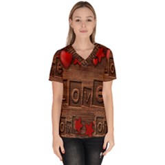 Background Romantic Love Wood Scrub Top by Sapixe