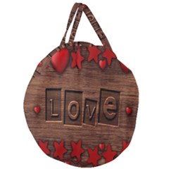 Background Romantic Love Wood Giant Round Zipper Tote by Sapixe