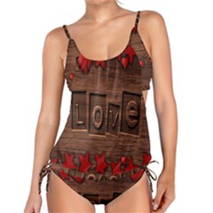 Background Romantic Love Wood Tankini Set by Sapixe