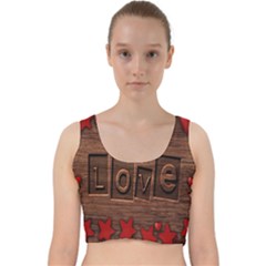 Background Romantic Love Wood Velvet Racer Back Crop Top by Sapixe