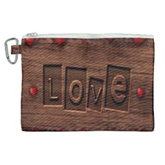 Background Romantic Love Wood Canvas Cosmetic Bag (xl) by Sapixe