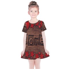 Background Romantic Love Wood Kids  Simple Cotton Dress by Sapixe