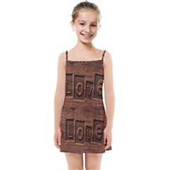 Background Romantic Love Wood Kids Summer Sun Dress by Sapixe