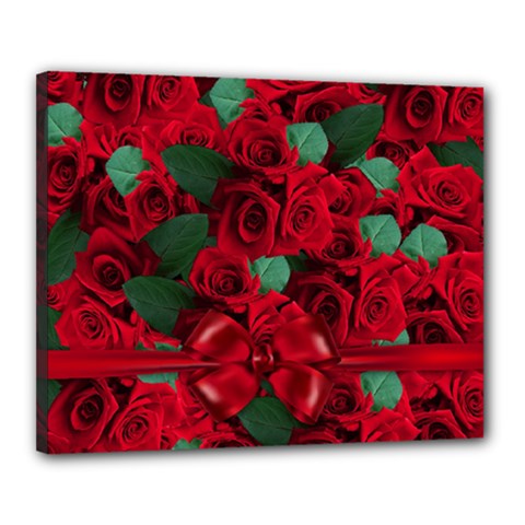 Floral Flower Pattern Art Roses Canvas 20  x 16 