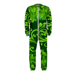 Background Texture Green Leaves Onepiece Jumpsuit (kids)