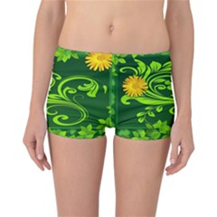 Background Texture Green Leaves Reversible Boyleg Bikini Bottoms by Sapixe