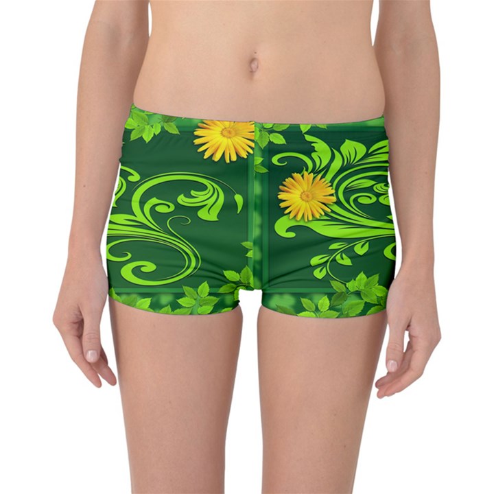 Background Texture Green Leaves Reversible Boyleg Bikini Bottoms