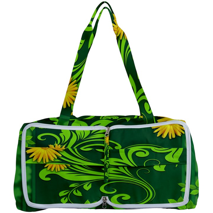 Background Texture Green Leaves Multi Function Bag	