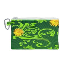 Background Texture Green Leaves Canvas Cosmetic Bag (medium) by Sapixe