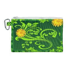 Background Texture Green Leaves Canvas Cosmetic Bag (large) by Sapixe