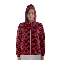 Abstract Background Red Black Hooded Windbreaker (women) by Sapixe