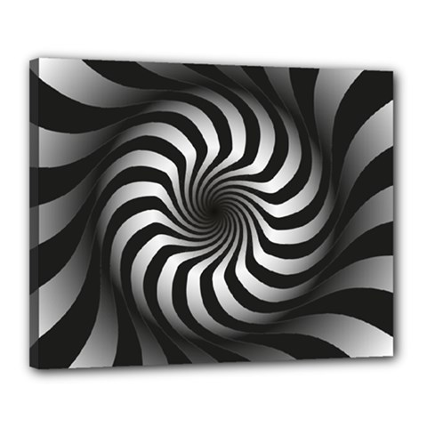 Art Optical Black White Hypnotic Canvas 20  X 16 