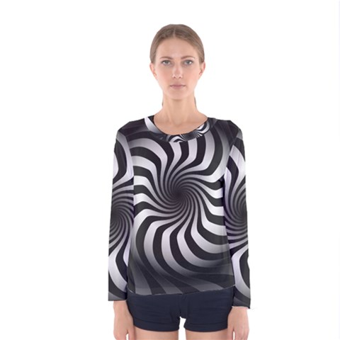 Art Optical Black White Hypnotic Women s Long Sleeve Tee by Sapixe