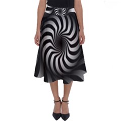 Art Optical Black White Hypnotic Perfect Length Midi Skirt by Sapixe