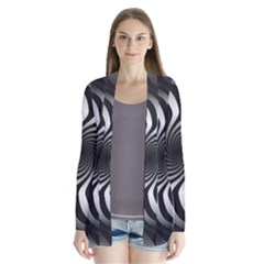 Art Optical Black White Hypnotic Drape Collar Cardigan by Sapixe