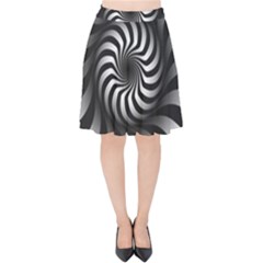 Art Optical Black White Hypnotic Velvet High Waist Skirt by Sapixe