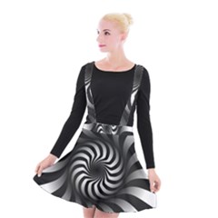 Art Optical Black White Hypnotic Suspender Skater Skirt by Sapixe