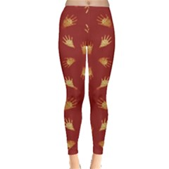 Primitive Art Hands Motif Pattern Leggings  by dflcprints