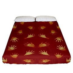 Primitive Art Hands Motif Pattern Fitted Sheet (queen Size) by dflcprints