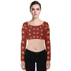 Primitive Art Hands Motif Pattern Velvet Crop Top by dflcprints