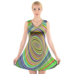 Ellipse Background Elliptical V-neck Sleeveless Dress by Sapixe