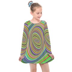 Ellipse Background Elliptical Kids  Long Sleeve Dress