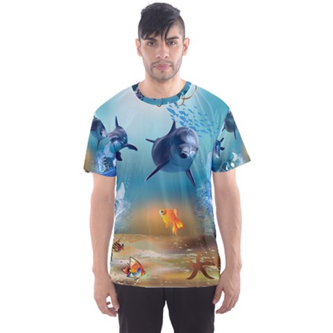 Dolphin Art Creation Natural Water Men s Sports Mesh Tee by Sapixe