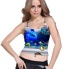 Dolphin Art Creation Natural Water Spaghetti Strap Bra Top by Sapixe