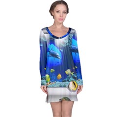 Dolphin Art Creation Natural Water Long Sleeve Nightdress by Sapixe