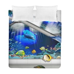 Dolphin Art Creation Natural Water Duvet Cover Double Side (full/ Double Size) by Sapixe