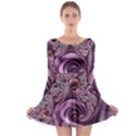 Purple Abstract Art Fractal Long Sleeve Skater Dress View1