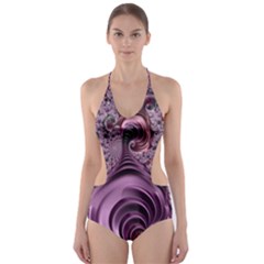 Purple Abstract Art Fractal Cut-out One Piece Swimsuit by Sapixe