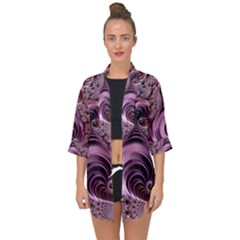 Purple Abstract Art Fractal Open Front Chiffon Kimono by Sapixe