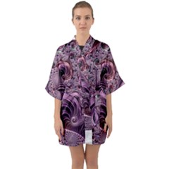 Purple Abstract Art Fractal Quarter Sleeve Kimono Robe by Sapixe