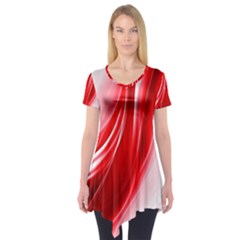 Flame Red Fractal Energy Fiery Short Sleeve Tunic  by Sapixe