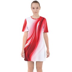 Flame Red Fractal Energy Fiery Sixties Short Sleeve Mini Dress by Sapixe