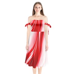 Flame Red Fractal Energy Fiery Shoulder Tie Bardot Midi Dress by Sapixe