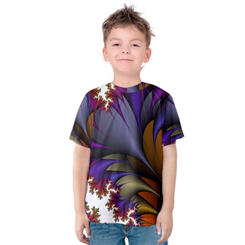 Flora Entwine Fractals Flowers Kids  Cotton Tee by Sapixe