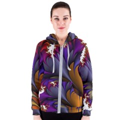 Flora Entwine Fractals Flowers Women s Zipper Hoodie by Sapixe