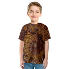 Copper Caramel Swirls Abstract Art Kids  Sport Mesh Tee