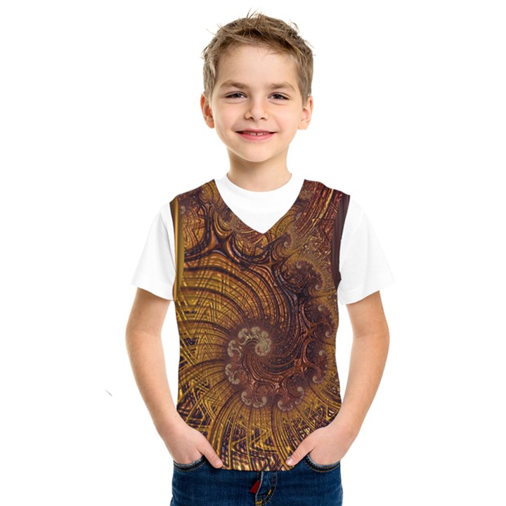 Copper Caramel Swirls Abstract Art Kids  SportsWear